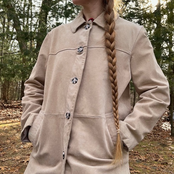 90s Monterey Bay Genuine Leather Suede Jacket Tan Size 14 - Picture 7 of 16